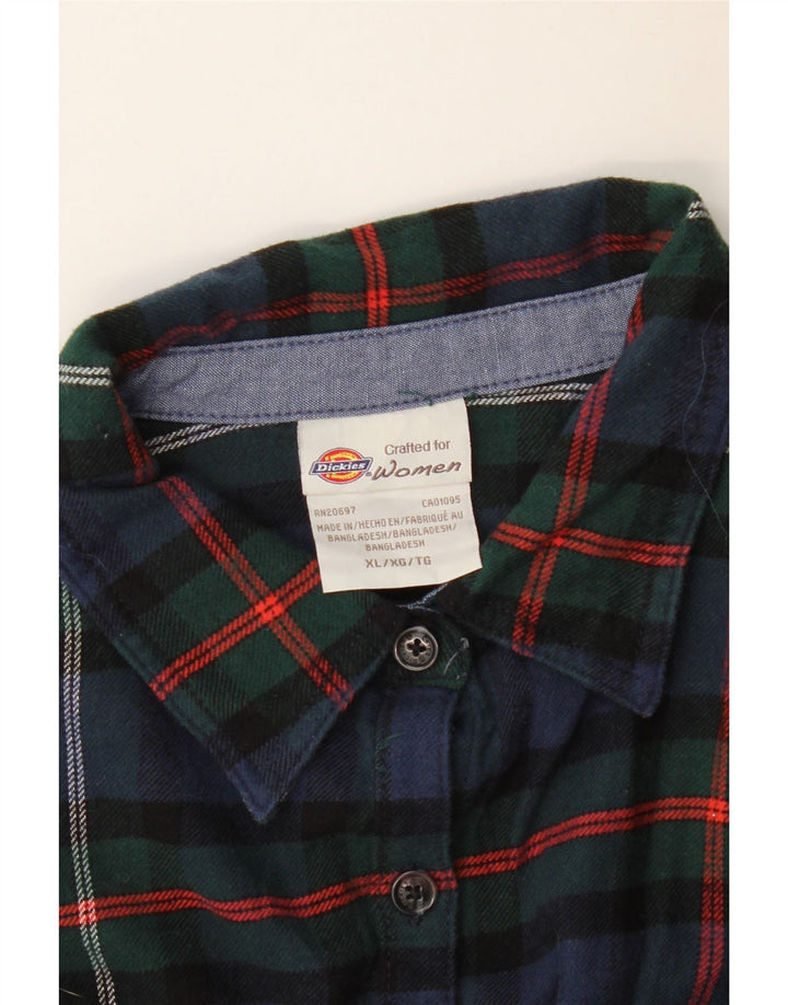 DICKIES Женская фланелевая рубашка оверсайз UK 18 XL Темно-синяя клетка