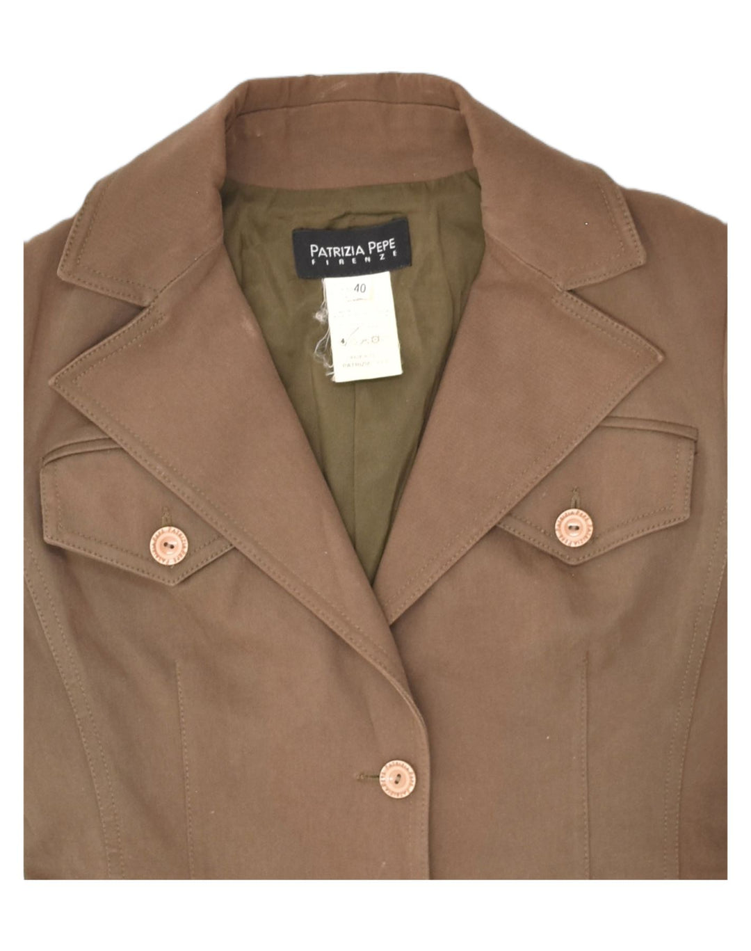 PATRIZIA PEPE Womens 2 Button Blazer Jacket IT 40 Small Brown Cotton | Vintage Patrizia Pepe | Thrift | Second-Hand Patrizia Pepe | Used Clothing | Messina Hembry 