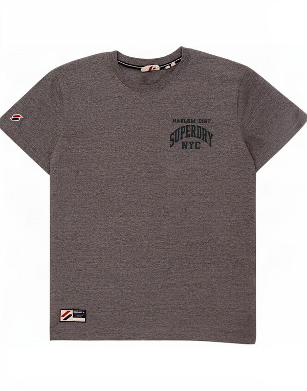 Мужская футболка с рисунком Superdry, топ из хлопка среднего серого цвета с крапинками