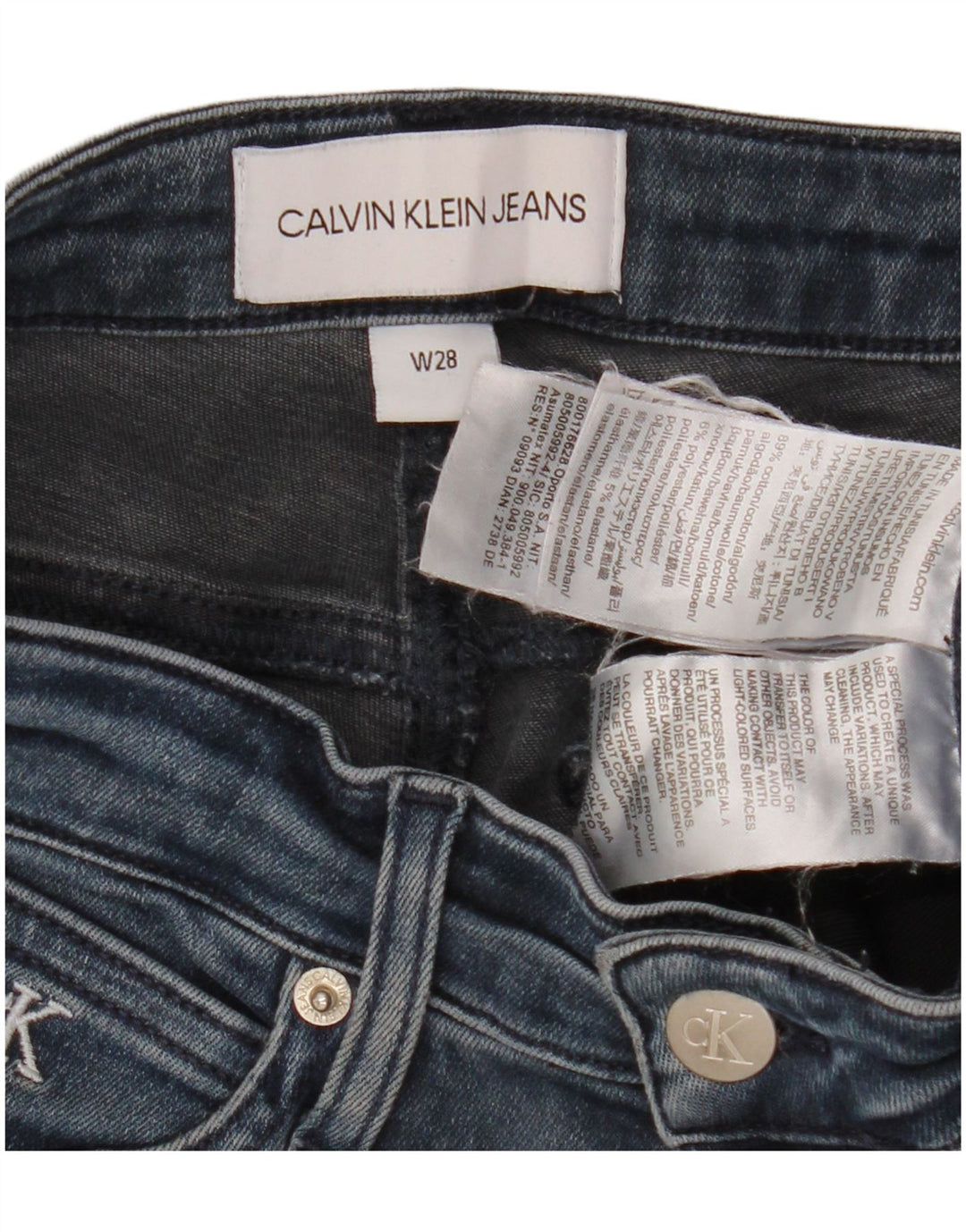 Женские джинсы скинни со средней посадкой CALVIN KLEIN W28 L27, синий хлопок
