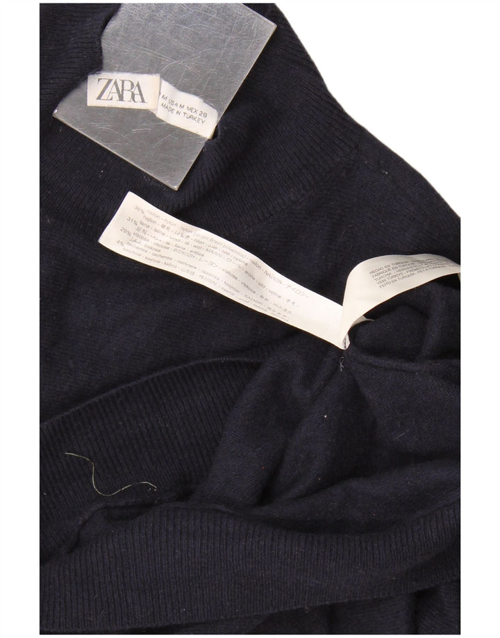 Женский свитер с высоким воротником Zara UK 14, средний темно-синий, нейлон