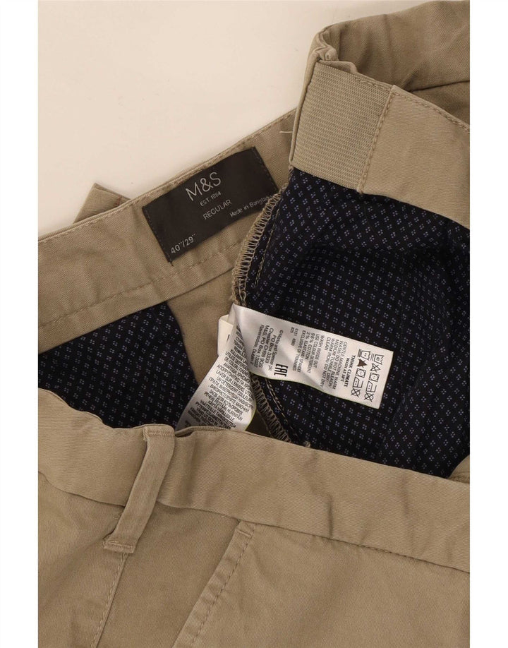 Мужские брюки-чиносы Marks & Spencer стандартного размера W40 L29, бежевый хлопок