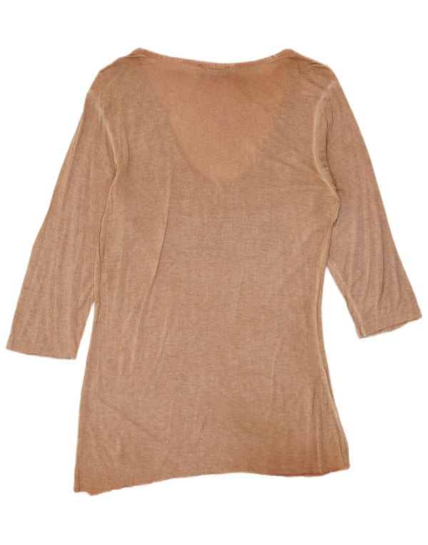 Diesel Womens Graphic Top 3/4 Sleeve UK 10 Small Brown