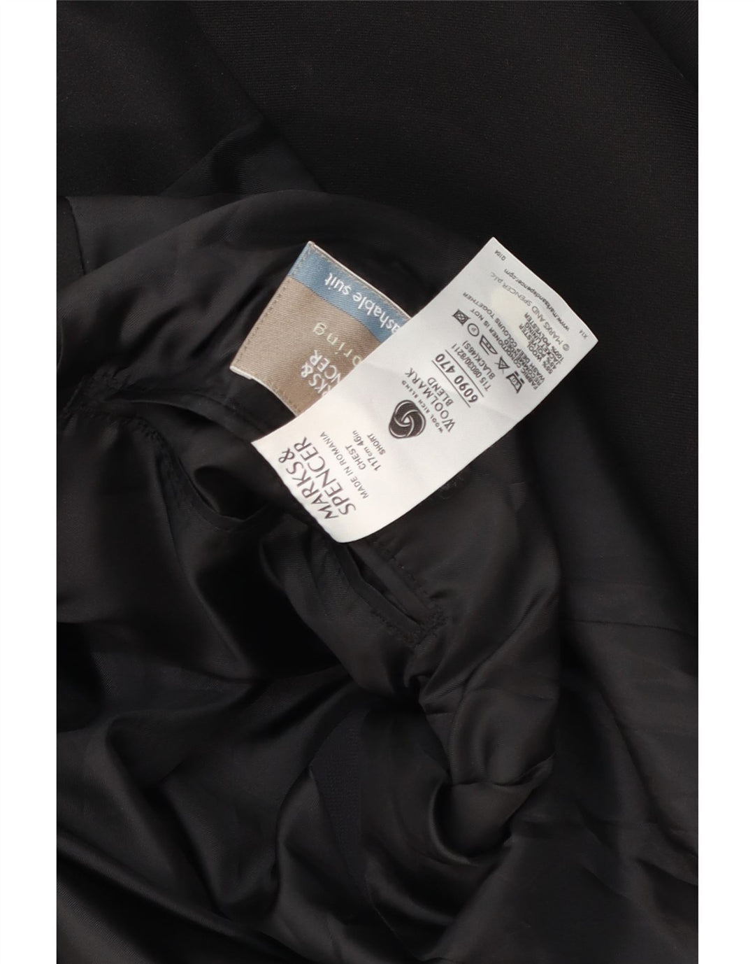 Мужской пиджак Marks & Spencer на 2 пуговицах, Великобритания, 46 XL, черный, шерстяной