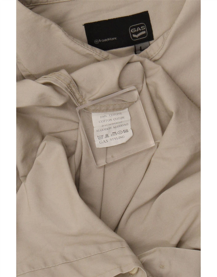Мужская рубашка в стиле милитари с коротким рукавом Gas, большая, бежевая, хлопковая