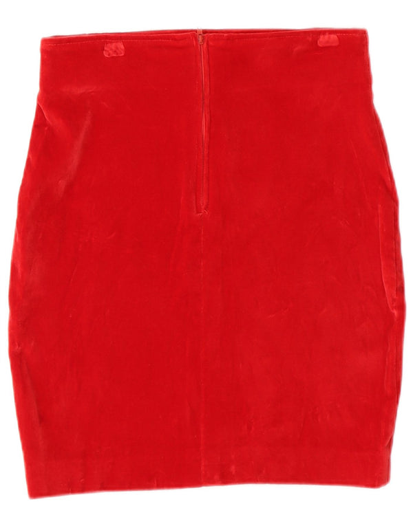 ВИНТАЖНАЯ женская велюровая юбка-карандаш IT 44 Medium W26 Красный хлопок
