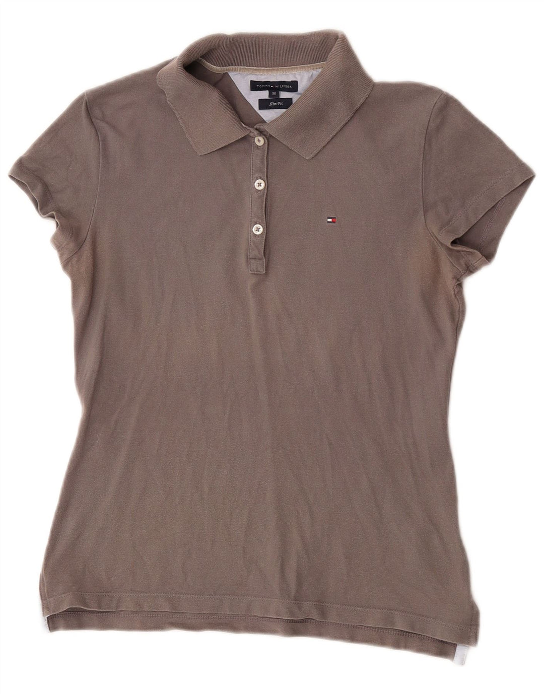 Женская рубашка-поло приталенного кроя Tommy Hilfiger UK 12, средний серый хлопок