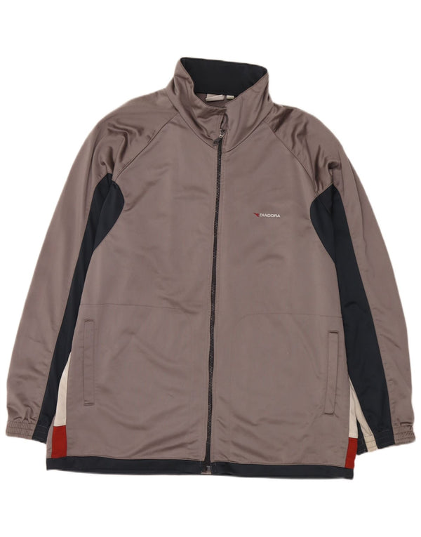 Мужской спортивный костюм Diadora UK 48 2XL, серый полиэстер с цветными блоками