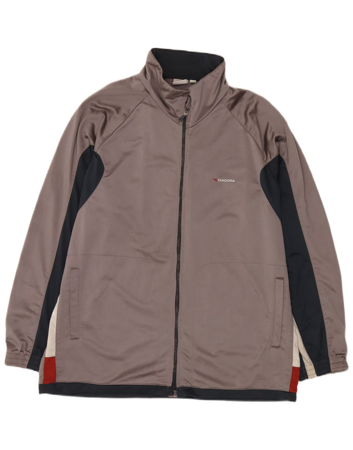 Мужской спортивный костюм Diadora UK 48 2XL, серый полиэстер с цветными блоками