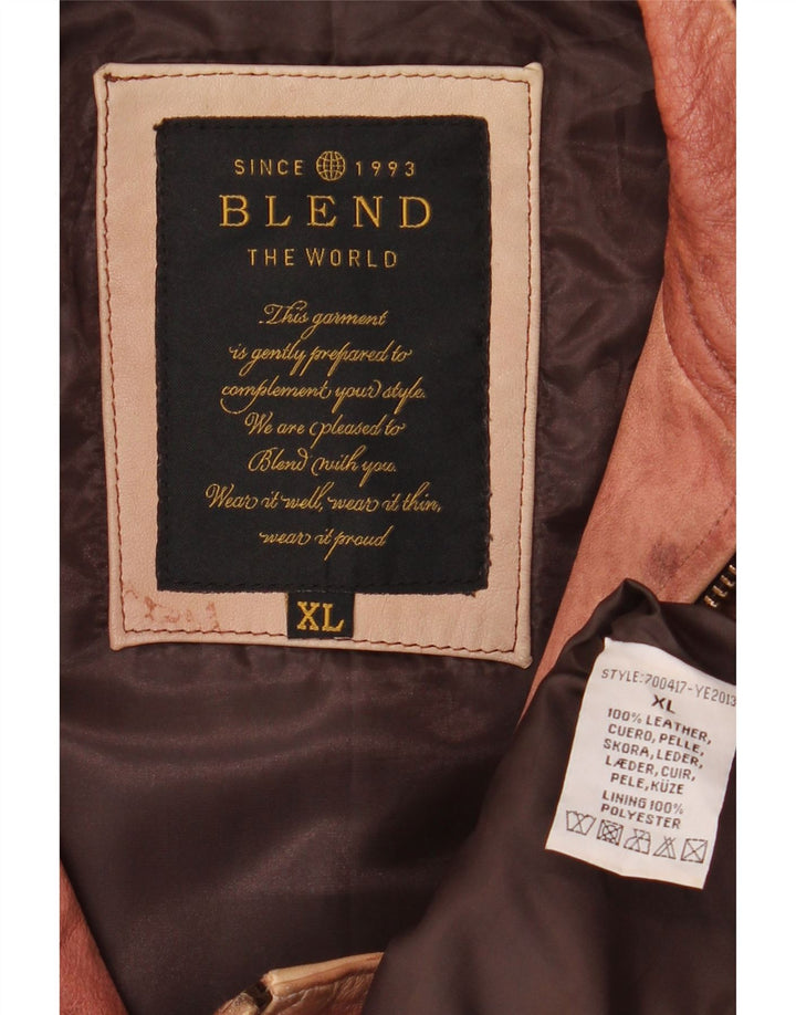 Мужская кожаная куртка Blend UK 42 XL Коричневая кожаная