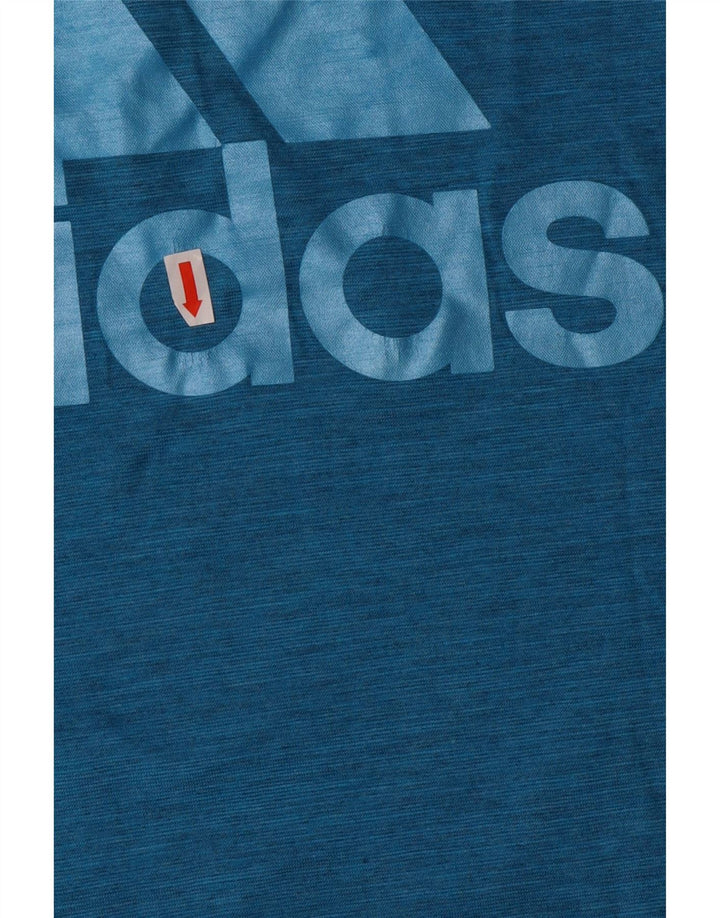 ADIDAS Womens Graphic T-Shirt Top UK 12/14 Medium Blue Vintage Adidas and Second-Hand Adidas from Messina Hembry 