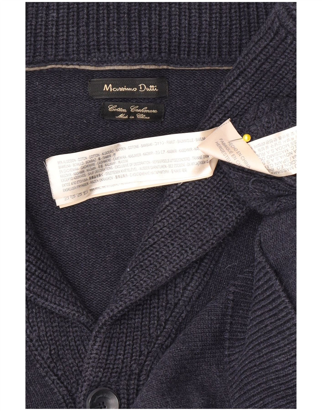 Мужской кардиган Massimo Dutti, средний темно-синий хлопковый свитер