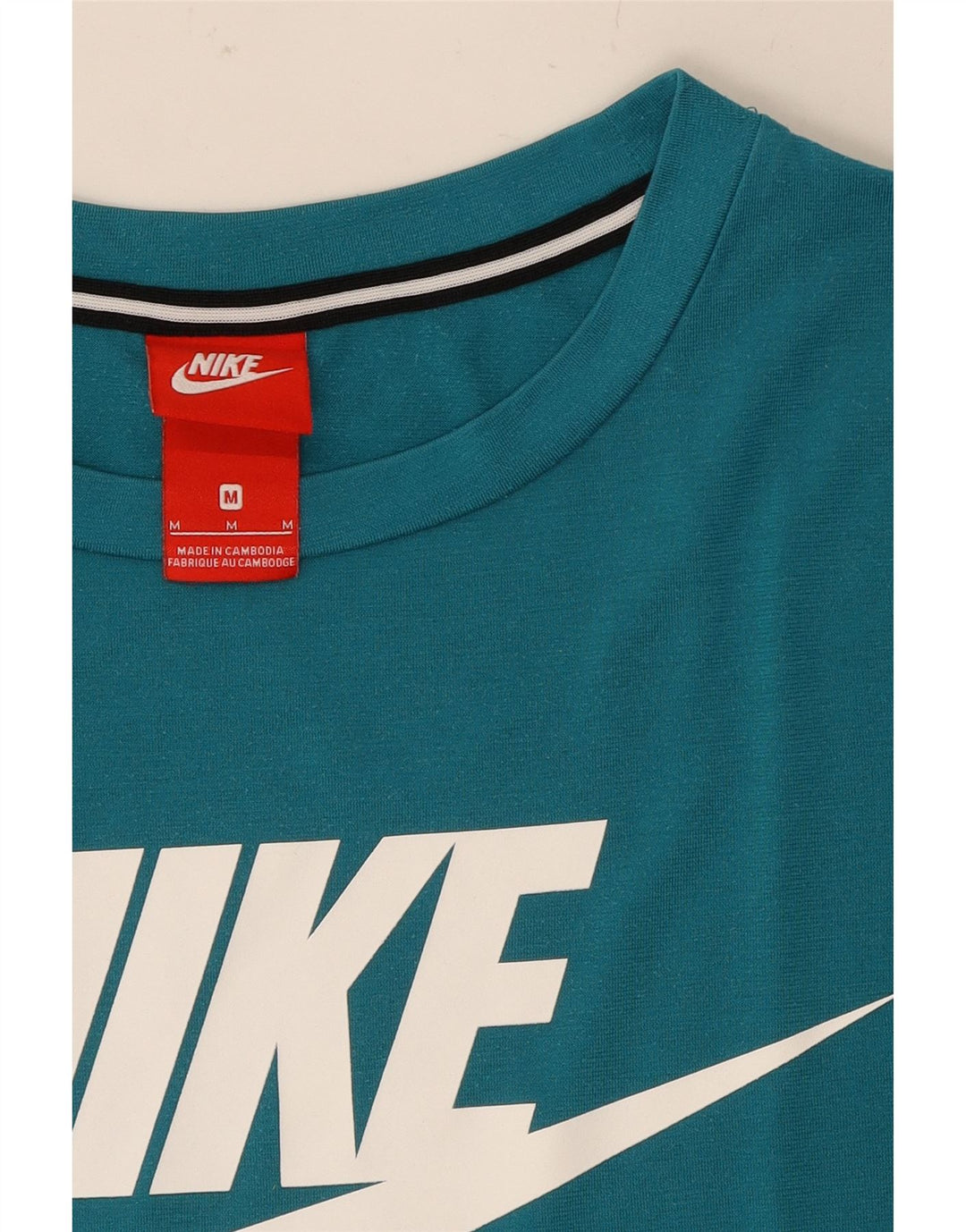 NIKE Womens Graphic T-Shirt Top UK 14 Medium Turquoise Polyester Vintage Nike and Second-Hand Nike from Messina Hembry 