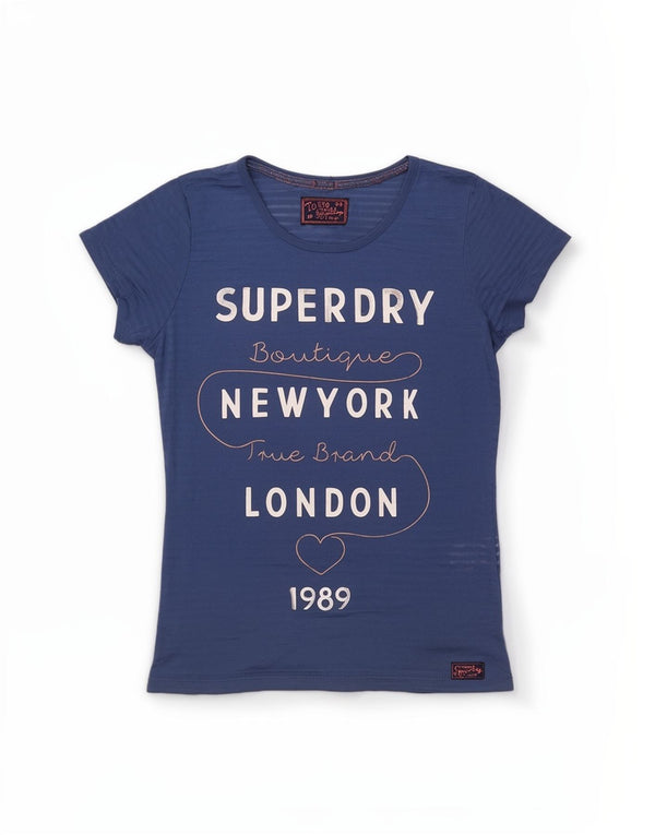 Женская футболка с рисунком Superdry Top UK 10, маленький синий полиэстер