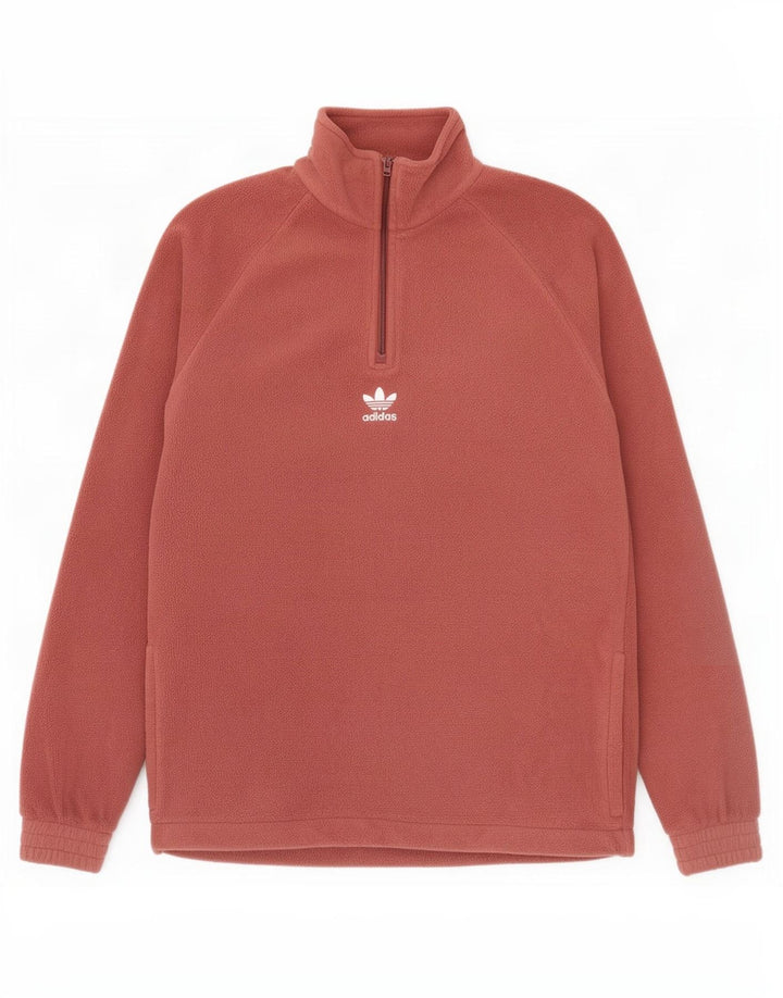 Мужской флисовый джемпер Adidas с рисунком на молнии, маленький коричневый, полиэстер