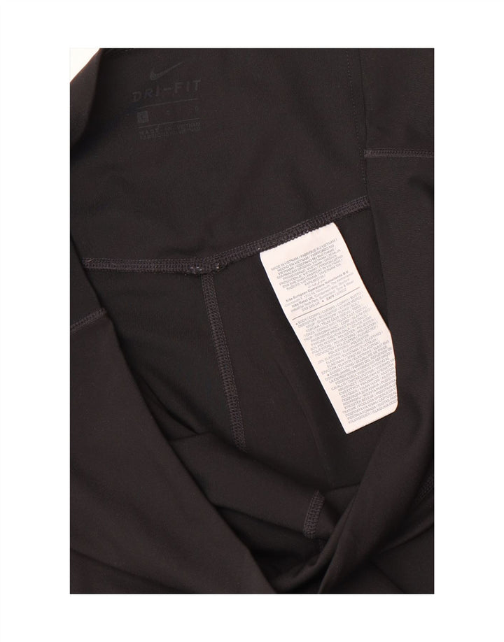 Женские леггинсы с рисунком Nike Dri Fit UK 14, большой черный полиэстер