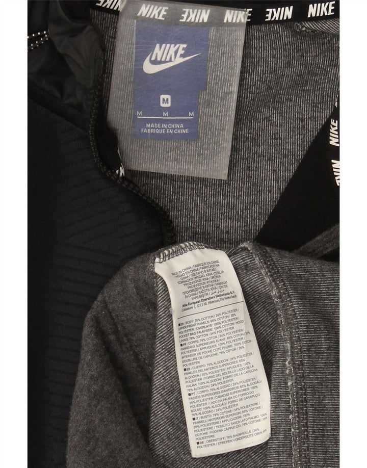Мужской свитер с капюшоном на молнии Nike среднего серого цвета, хлопок с цветными блоками