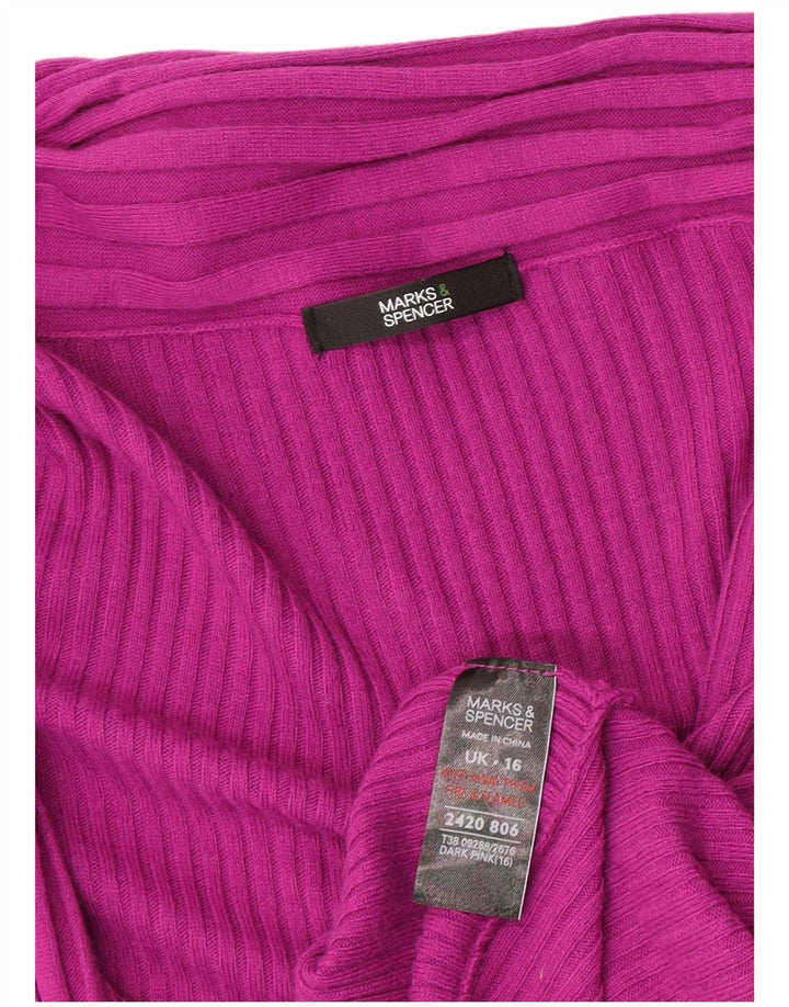 Женский асимметричный открытый кардиган Marks & Spencer UK 16, большой розовый