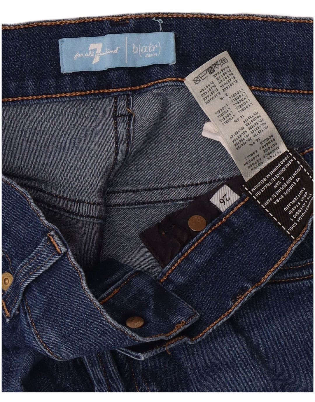 7 FOR ALL MANKIND Женские джинсы-клеш W26 L35 Синий хлопок