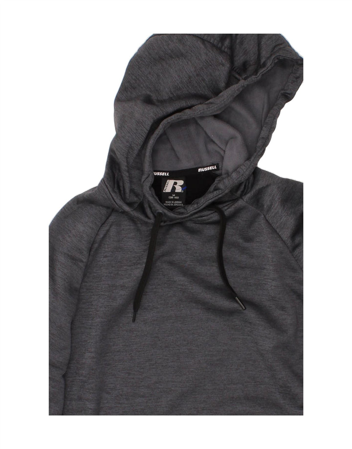 RUSSELL ATHLETIC Mens Hoodie Jumper Medium Grey Colourblock Polyester Vintage Russell Athletic and Second-Hand Russell Athletic from Messina Hembry 