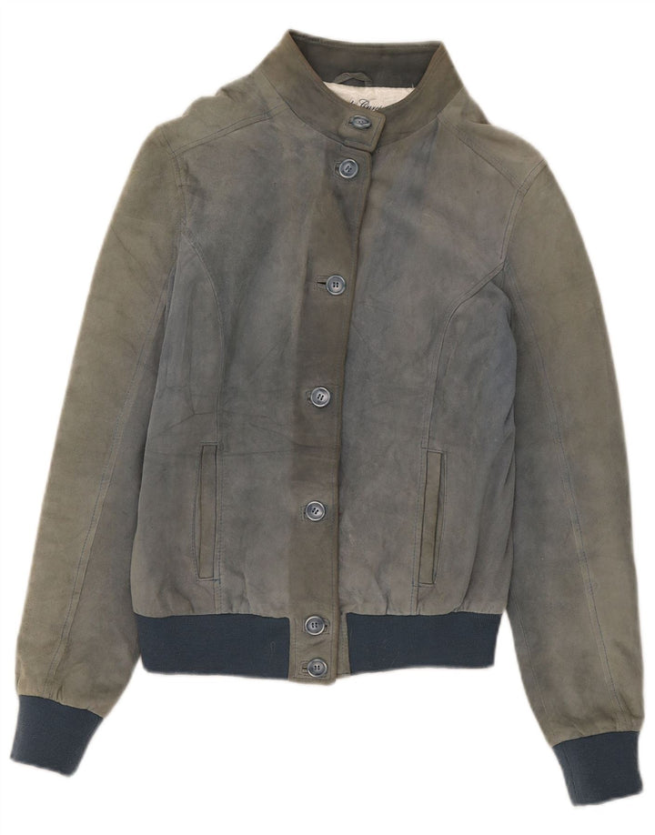 Женский замшевый бомбер Emanuele Curci IT 44 Medium Grey Colourblock