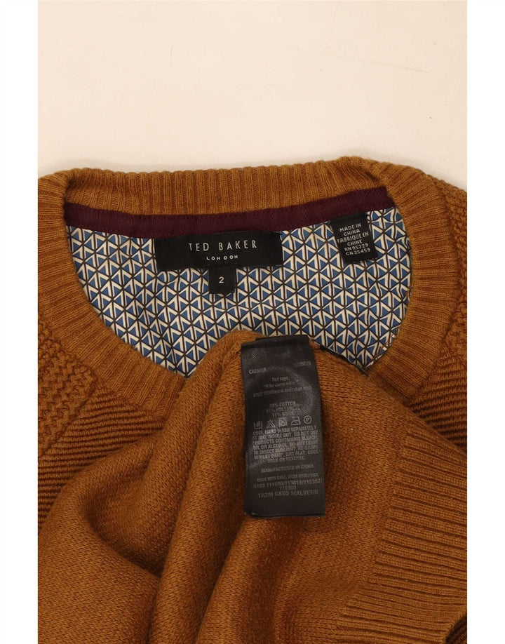Мужской джемпер с круглым вырезом Ted Baker, размер 2, маленький, бежевый, хлопок
