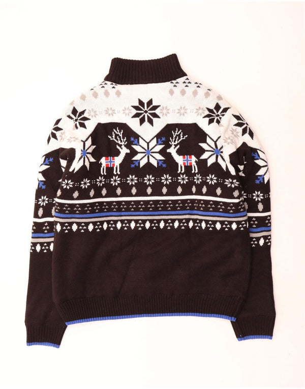 Мужской свитер Nebulus из шерпы с воротником на молнии UK 42, большой черный Fair Isle