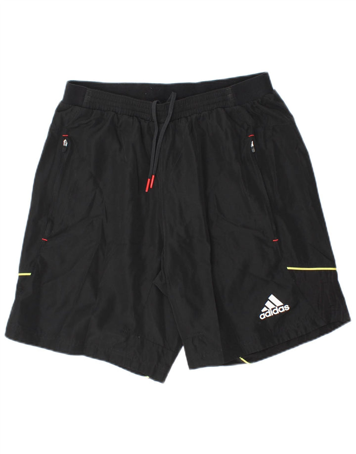 Мужские спортивные шорты Adidas среднего размера из полиэстера черного цвета