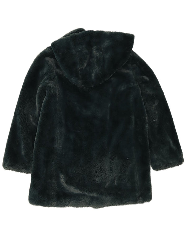 Женское пальто оверсайз из искусственного меха с капюшоном Dkny UK 6 XS, зеленый полиэстер