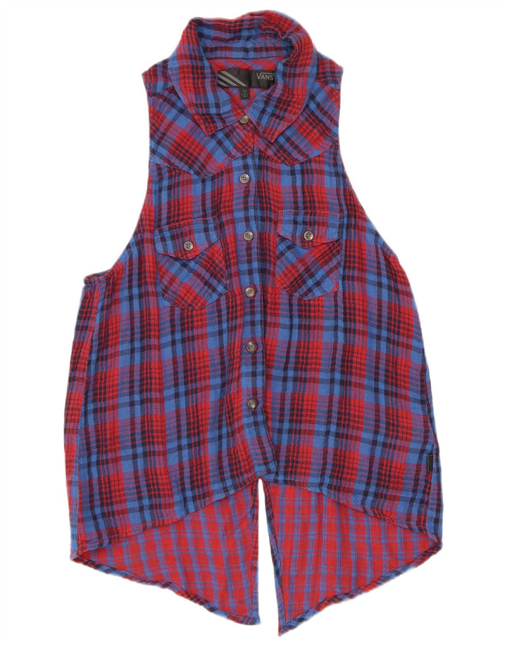 Женская блузка-рубашка без рукавов Vans UK 12, хлопок в красную клетку среднего размера