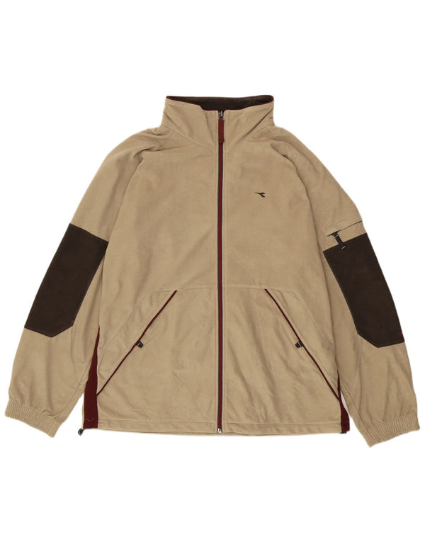 Мужской велюровый спортивный костюм Diadora UK 48 2XL бежевый с цветными блоками