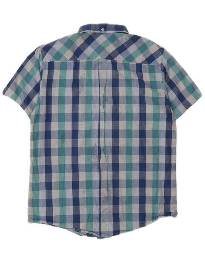 Мужская рубашка с коротким рукавом Ben Sherman, большая синяя клетка, хлопок