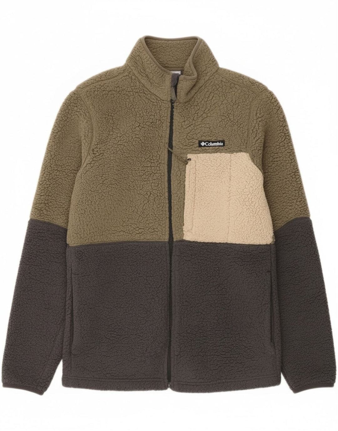 Мужская флисовая куртка Columbia UK 36, маленький цвет хаки, полиэстер с цветными блоками