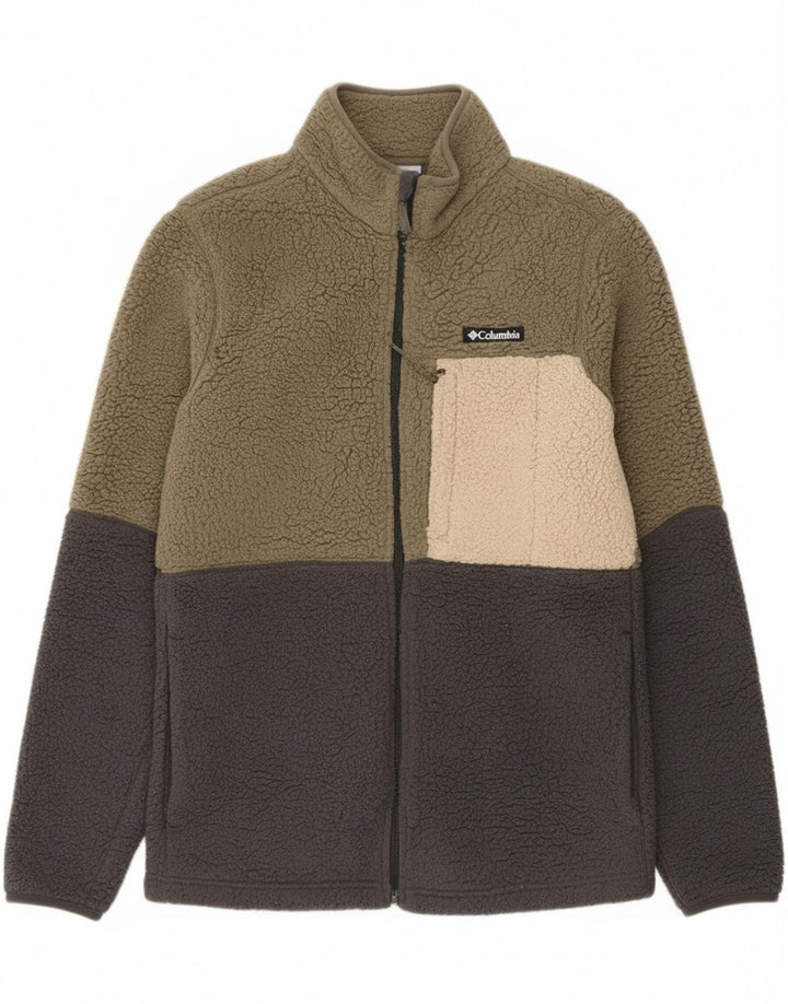 Мужская флисовая куртка Columbia UK 36, маленький цвет хаки, полиэстер с цветными блоками