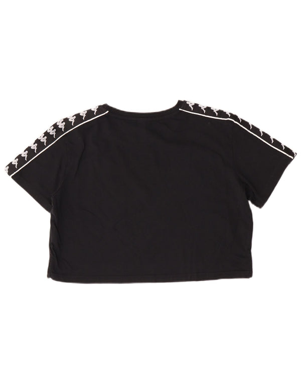 Kappa Womens Crop Graphic T-Shirt Top UK 14 Medium Black Cotton