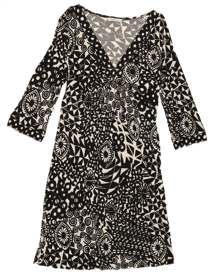 Женское платье А-силуэта с рукавом 3/4 Marella UK 12, средний черный с геометрическим узором