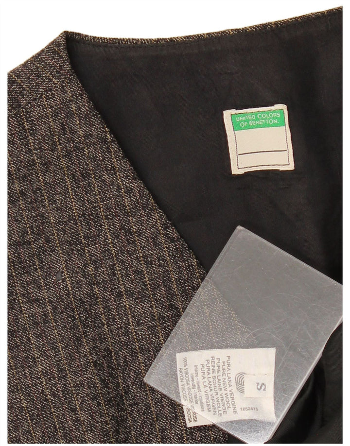 Женский удлиненный пиджак BENETTON UK 10, маленький серый в тонкую полоску