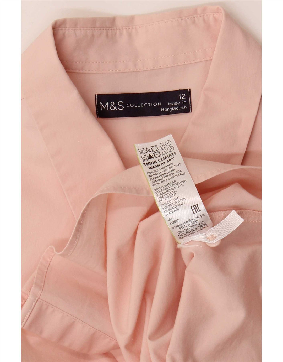 Женская рубашка Marks & Spencer UK 12, хлопок среднего розового цвета