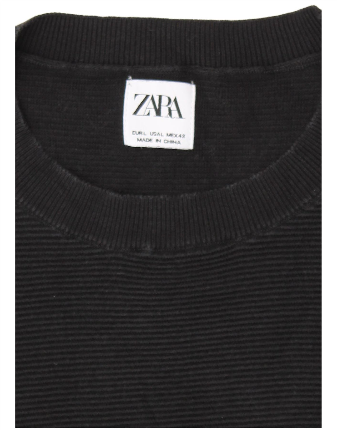 Мужской джемпер с круглым вырезом Zara, большой черный
