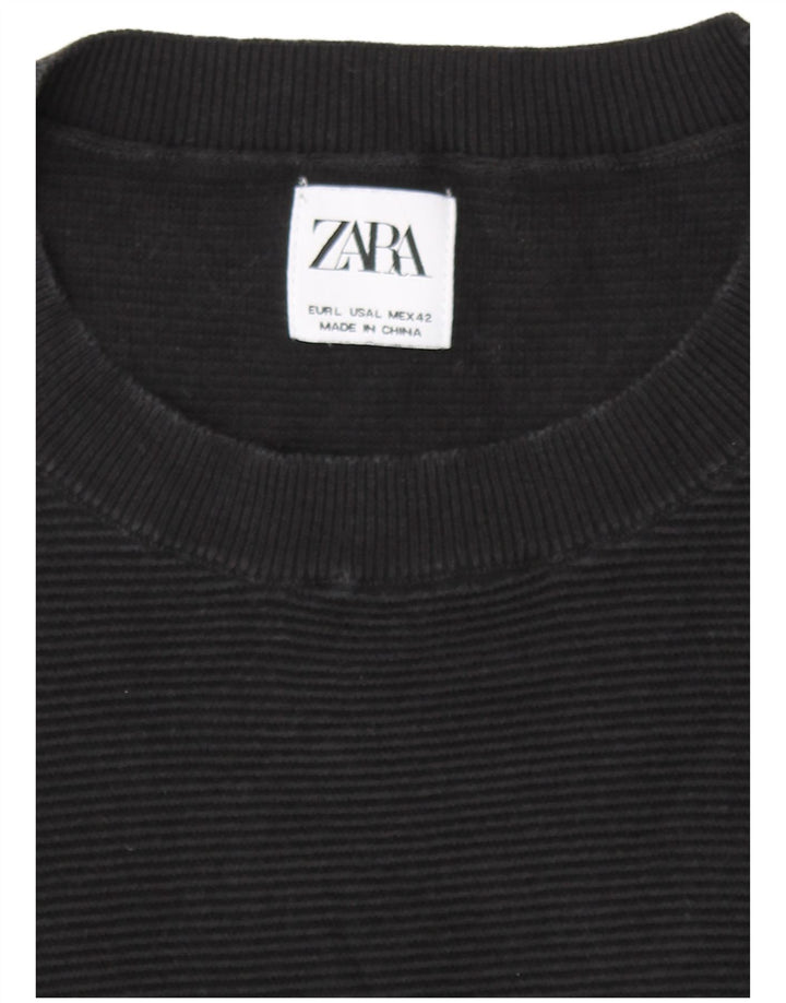 Мужской джемпер с круглым вырезом Zara, большой черный