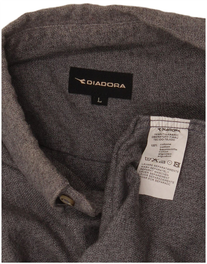 Мужская фланелевая рубашка Diadora, большая серая, хлопок