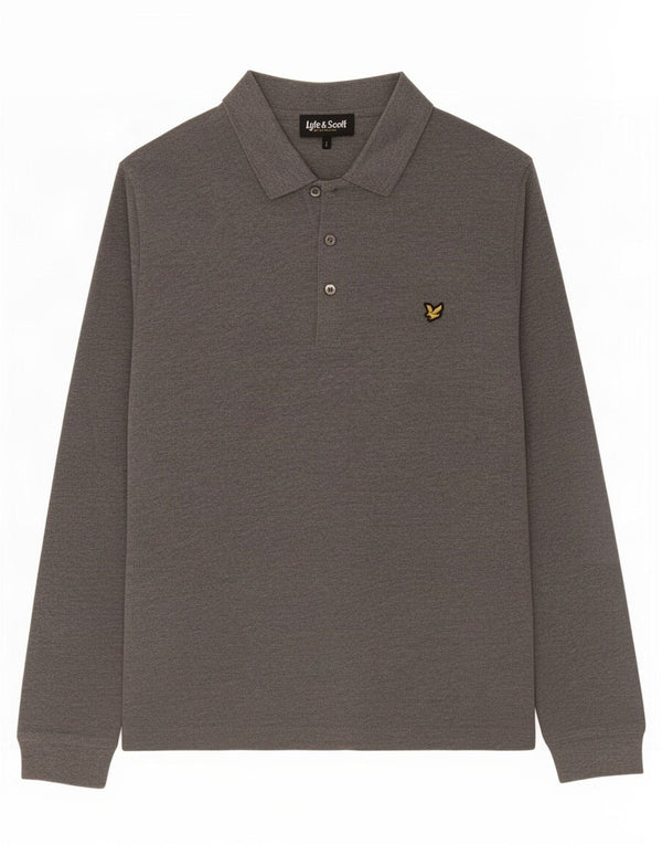 Мужская рубашка-поло с длинным рукавом Lyle & Scott, большая серая хлопковая ткань