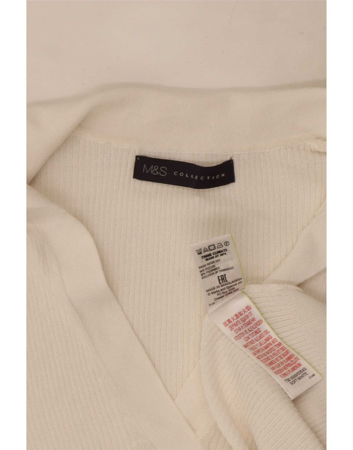 Женская рубашка-поло Marks & Spencer UK 10, маленькая, белая, вискоза