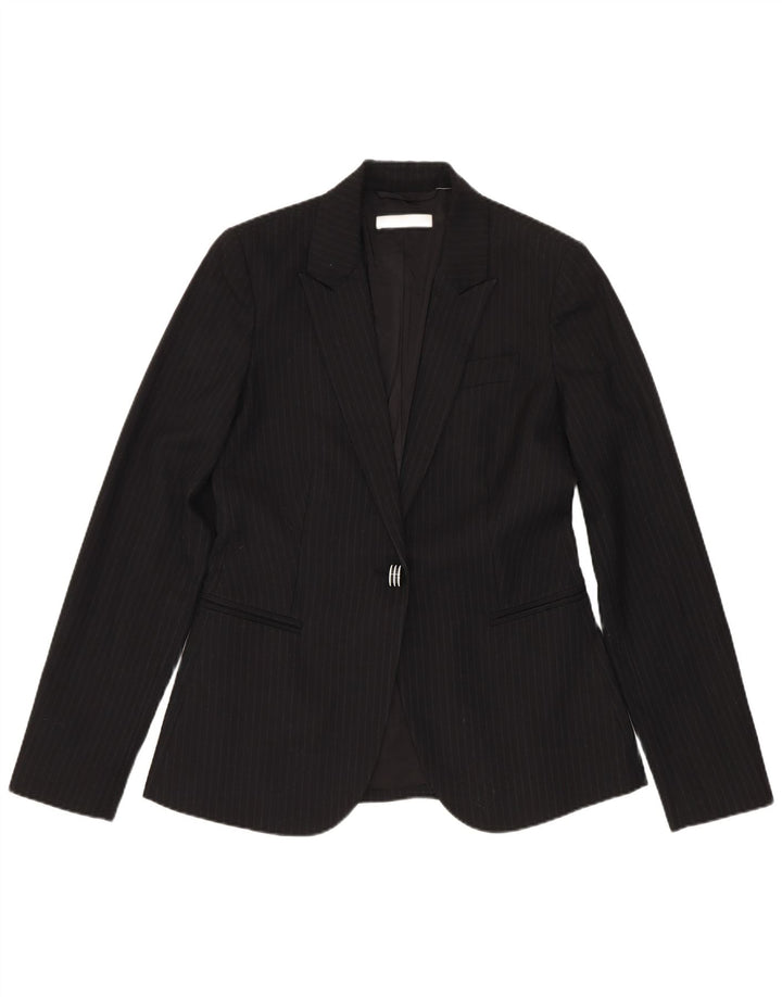 Stefanel Женский костюм из 2 предметов на 1 пуговице IT 40 Маленький W28 L28 Черный в тонкую полоску