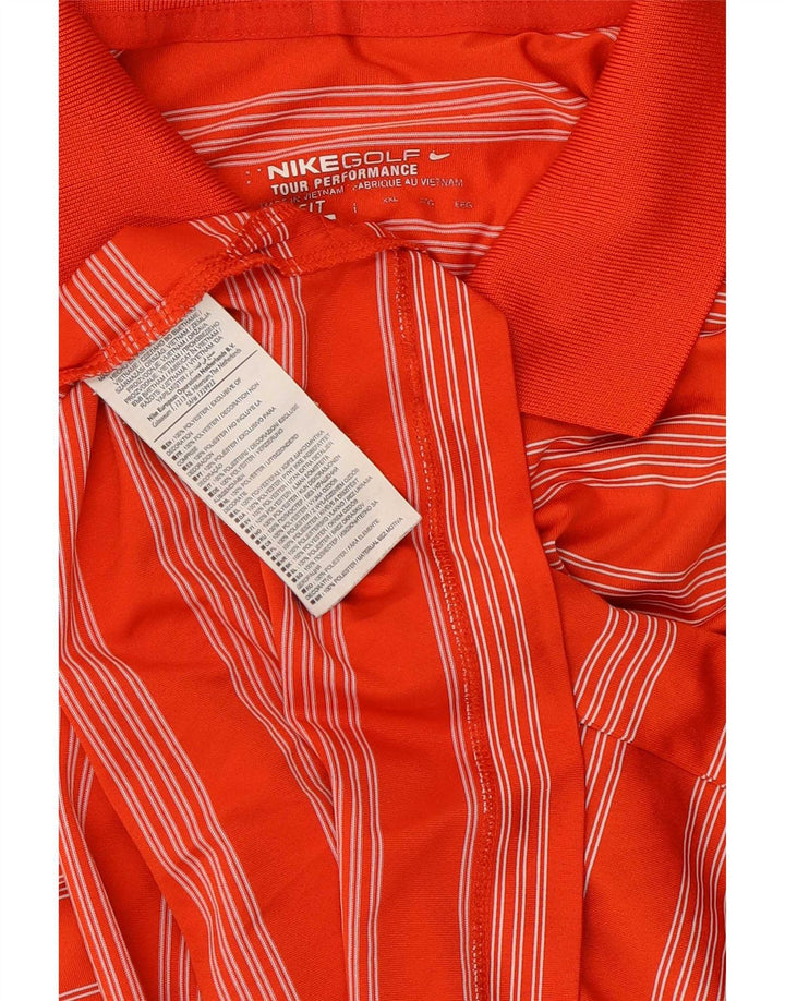Мужская рубашка-поло Nike Dri Fit 2XL, полиэстер в оранжевую полоску