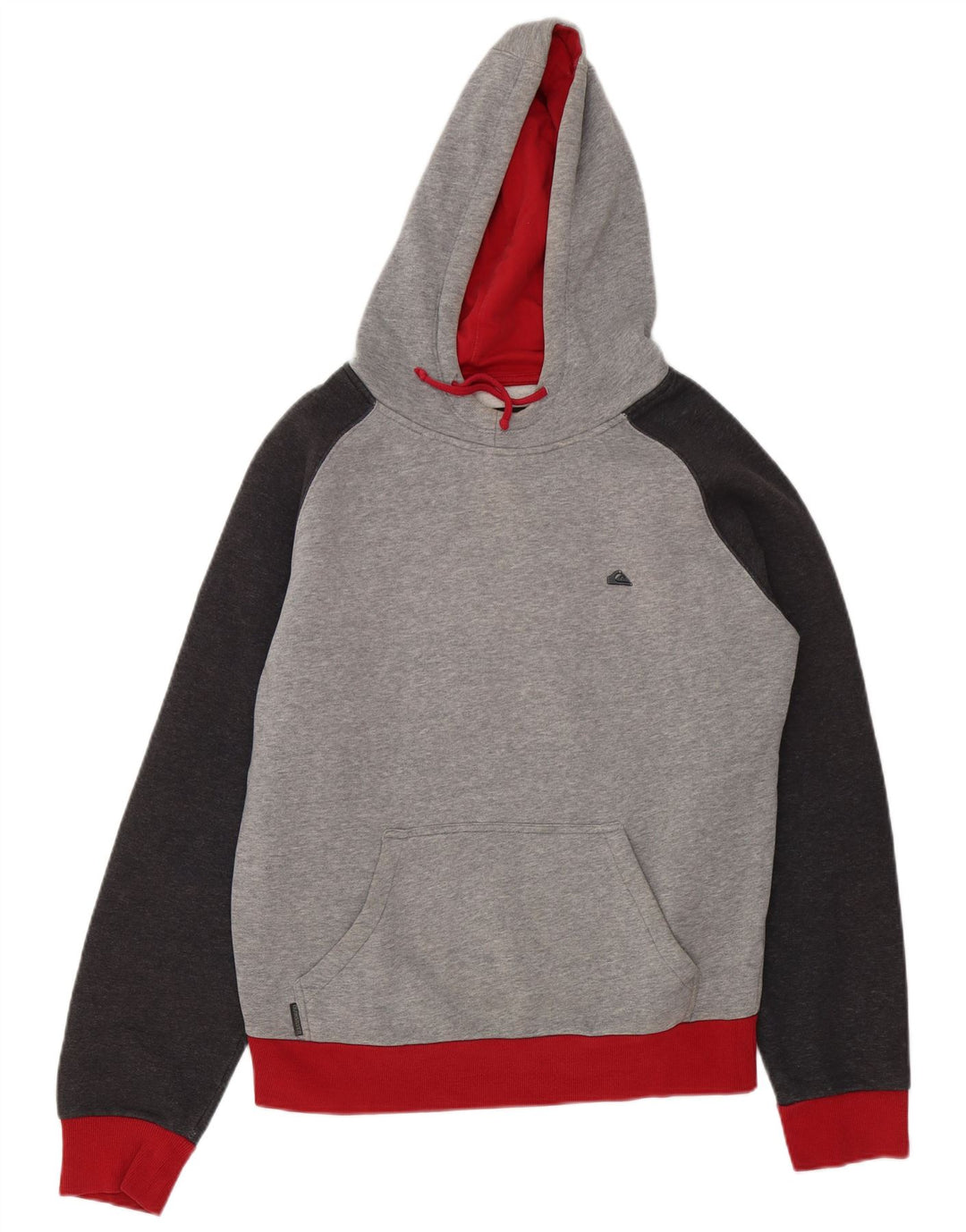 Мужской джемпер с капюшоном Quiksilver, хлопок среднего серого цвета с цветными блоками
