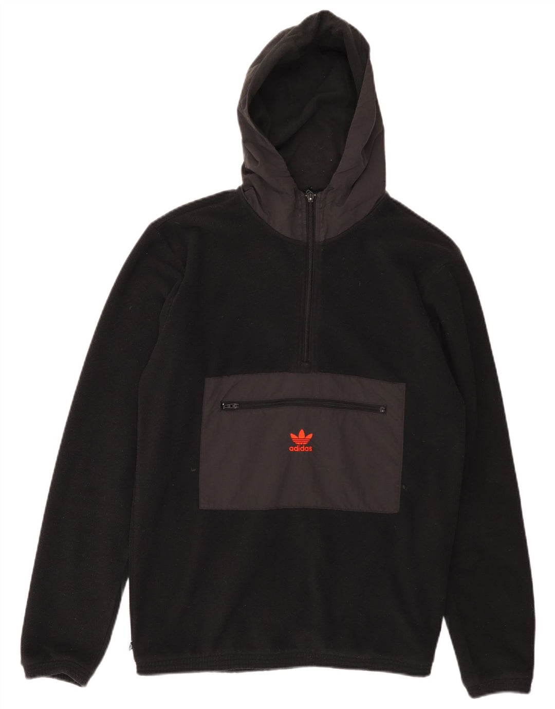 Мужской флисовый джемпер ADIDAS с капюшоном на молнии, маленький черный, цветных блоков