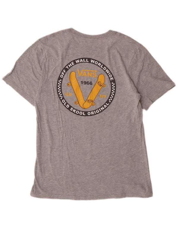 Футболка классического кроя с рисунком Vans для мальчиков, топ 12–13 лет, большой размер, серый хлопок