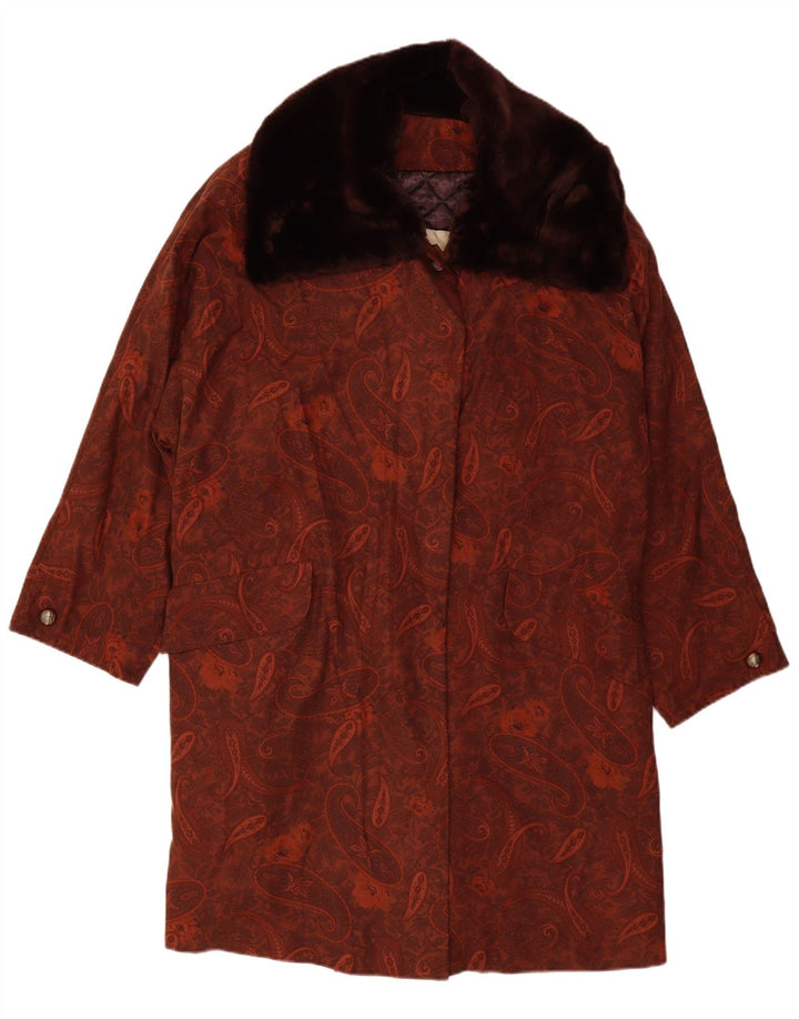 MICHAEL MORTELL Женское пальто оверсайз UK 12 Medium Brown Пейсли