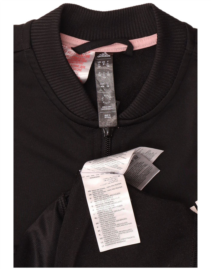 Спортивный костюм ADIDAS для девочек, верхняя куртка 11-12 лет, черный полиэстер